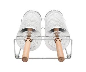 Panier Tube à Griller en,Cage en Métallique pour Légumes au Barbecue - Panier à griller pour l'extérieur | Pour la cuisson des crevettes et des frites, camping, pique-nique, jardin,
