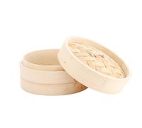 Panier Vapeur Chinois en Bambou avec Couvercle, Cuiseur Vapeur Artisanal 10/15/20 cm pour Légumes, Dim Sum et Fruits de Mer (15 cm)