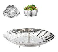 Panier Vapeur Inox, 9'' Cuit Vapeur Inoxydable pour Autocuiseur, Panier pour Cuire à la Vapeur, Fleur Marguerite Cuisson-Pliable