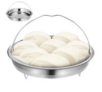 Panier Vapeur Inox Rond Support pour Cuiseur Vapeur à Raviolis | Acier Inoxydable Argenté, Retrait Rapide et Nettoyage Facile, pour Légumes, Maïs, Riz, la Cuisine Maison ou Camping