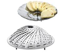 Panier vapeur pliable - ORION - Acier inoxydable - 14-23 cm - Argent - Compatible lave-vaisselle - Pliable