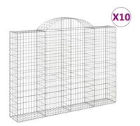Paniers à gabions arqués 10 pcs 200x30x140/160 cm Fer galvanisé