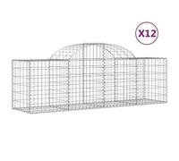 Paniers À Gabions Arqués 12 Pcs 200x50x60/80 Cm Fer Galvanisé Vidaxl Vidaxl