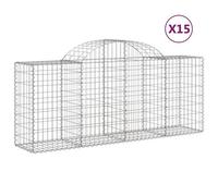 Paniers À Gabions Arqués 15 Pcs 200x50x80/100 Cm Fer Galvanisé Vidaxl Vidaxl