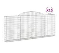 Paniers à gabions arqués 15 pcs 300x30x120/140 cm fer galvanisé