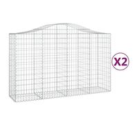 Paniers à gabions arqués 2 pcs 200x50x120/140 cm Fer galvanisé
