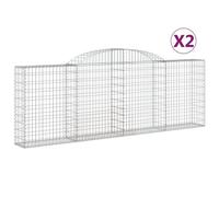 Paniers À Gabions Arqués 2 Pcs 300x30x100/120 Cm Fer Galvanisé Vidaxl Vidaxl