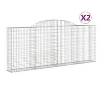 Paniers À Gabions Arqués 2 Pcs 300x30x120/140 Cm Fer Galvanisé Vidaxl Vidaxl