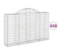 Paniers à gabions arqués 20 pcs 200x30x120/140 cm Fer galvanisé