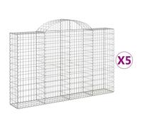 Paniers à gabions arqués 5 pcs 200x30x120/140 cm Fer galvanisé