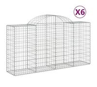 Paniers À Gabions Arqués 6 Pcs 200x50x100/120 Cm Fer Galvanisé Vidaxl Vidaxl