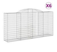 Paniers à gabions arqués 6 pcs 300x50x140/160 cm fer galvanisé