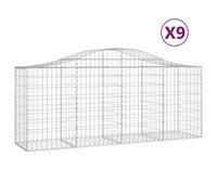 Paniers à gabions arqués 9 pcs 200x50x80/100 cm Fer galvanisé