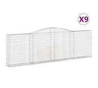 Paniers à gabions arqués 9 pcs 400x30x120/140 cm Fer galvanisé
