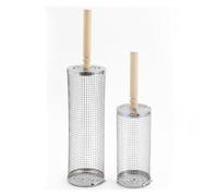 Paniers à grillade cylindriques à roulettes, paniers à barbecue en acier inoxydable 304 avec poignées amovibles, accessoires de camping pour fumoir, pique-nique et randonnée
