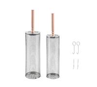 Paniers à grillade cylindriques à roulettes, paniers à barbecue en acier inoxydable 304 avec poignées amovibles, accessoires de camping pour fumoir, pique-nique et randonnée