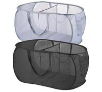 Paniers à Linge Pops Ups,Paniers à Linge Pliables,Corbeille a Linge Pliable,2 Pièces Paniere a Linge Pliable,Panier de Rangement Respirant en Maille (Noir + Gris,58x36x36 cm)