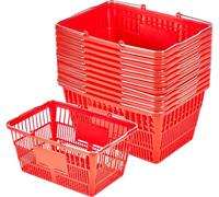 Paniers à provisions, 12 pièces, paniers en plastique PE empilables de 21 litres avec poignées métalliques, structure en mailles denses, pouvant contenir jusqu'à 9,07 kg, faciles à transporter pour le