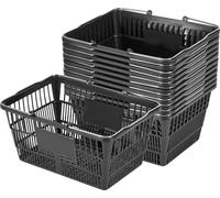 Paniers à provisions, 12 pièces, paniers en plastique PE empilables de 21 litres avec poignées, structure en maille dense, pouvant contenir jusqu'à 9,07 kg, portables pour les courses, laau détail, le