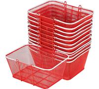 Paniers à provisions, 12 pièces, paniers métalliques empilables de 22 litres avec poignées, structure en mailles denses, pouvant contenir jusqu'à 20 kg, portables pour les courses, laau détail, les ma
