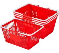 Paniers à provisions, 4 pièces, paniers en plastique PE empilables de 21 litres avec poignées, structure en maille dense, pouvant contenir jusqu'à 9,07 kg, faciles à transporter pour les courses, laau
