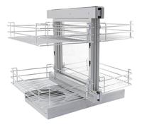Paniers Coulissants d'Angle en Métal pour Placard ou Cabinet de Cuisine - KUKOO - Côté Gauche - 80cm