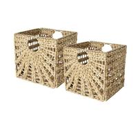Paniers de Rangement - Box and beyond - Lot 2 - 31x31x31 cm - Jonc de Mer Naturel - Pliables - Poignées - Rangement, Déco