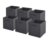Paniers de Rangement - Box and beyond - Lot 6 - 31x31x31 cm - Tissu Gris Clair - Pliables - Poignées - Rangement, Déco