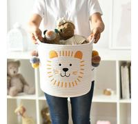 Paniers de rangement en corde avec poignées pour bébés, enfants, panier à jouets, cadeaux, chambre d'enfant, pour étagères, salle de bain, organisateur de table à langer (lions)