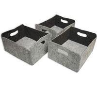 Paniers de rangement en feutre gris et gris foncé lavable - Set de 3 - 30x24x15cm - Boîte de rangement Boîte à jouets pliable Paniers en feutre