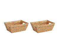 Paniers de Rangement en Jacinthe d'eau, Lot de 2, 38x28x15 cm, Naturel | Rangement déco naturel, anses plates pratiques, légèreté robuste, usage polyvalent, style rustique