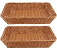 Paniers de rangement en osier faits main 2Pack Paniers de service en rotin pour pain et fruits, organisateur de rangement en osier tissé pour légumes pour la cuisine, les étagères, la table, les