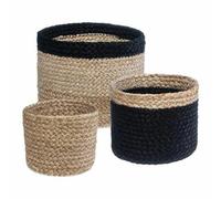 Paniers de rangement jute ronds - Noir