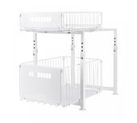 Paniers de rangement pour cuisine-MENGDA-Rangement à deux niveaux-Conception de type tiroir-Pour cuisine, salon-Blanc-29×38×49cm