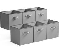 Paniers de rangement Tissu Gris Lot de 6 26,7 x 26,7 x 28 cm - Kallax Boîtes d'étagères pliables
