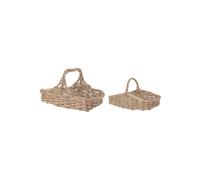 Paniers en rotin beige, rectangulaires, lot de 2, avec anse, côtés bas - Bloomingville, Them - 59x28x30 cm