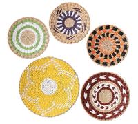 Paniers muraux tissés bohème lot de 5, rotin naturel fait main, décoration suspendue pour salon ou chambre
