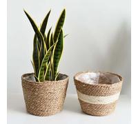Paniers Suspendus En Osier Pour Pots De Fleurs, Paniers De Rangement Tissés Pliants Pour Jardinières D'extérieur En Bambou, Décoration De Jardin De Maison