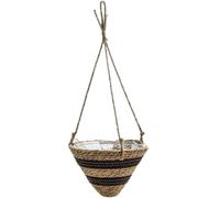 Paniers suspendus, pot en jonc de mer, panier suspendu, panier tressé à la main avec boucle de suspension pour plantes grasses, cactus et herbes aromatiques, pour l'intérieur et l'extérieur
