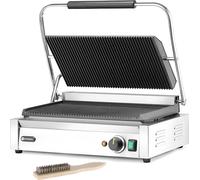 Panini Hendi avec grill de contact, doté d'une large surface de cuisson nervurée et d'un boîtier