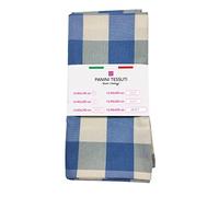 Panini Tessuti, Nappe emballée rectangulaire 140 x 180 cm Grands carreaux bleus - tissu en mélange de coton - pour 6/8 personnes