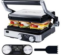 Panino EG02S, grill électrique 2 en 1, 2000W, grill à panini, grill de contact, surface de cuisson de 1334 cm², cuisson automatique, minuterie de 90 minutes, 4 positions de cuisson, 5 niveaux de bruni