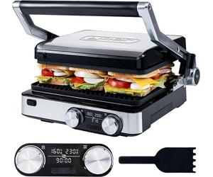 Panino EG02S, grill électrique 2 en 1, 2000W, grill à panini, grill de contact, surface de cuisson de 1334 cm², cuisson automatique, minuterie de 90 minutes, 4 positions de cuisson, 5 niveaux de bruni