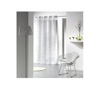 douceur d'intérieur, Voilage à Oeillets (140 x 240 cm) Bully Blanc, Voile Imprimé Argent