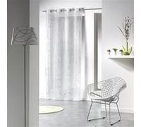 douceur d'intérieur, Voilage à Oeillets (140 x 240 cm) Bully Blanc, Voile Imprimé Argent