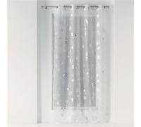 Panneau a oeillets 140 x 240 cm voile imprime metallise bloomy Blanc/argent Douceur d'Intérieur Blanc G