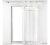 Panneau a oeillets 140 x 240 cm voile sable+top applique metal levi Blanc/or Douceur d'Intérieur Blanc G