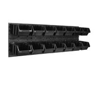 Panneau à outils mural 115,2 x 39 cm avec 14 pcs. Boîtes suspendues Boîtes noires Système de rangement