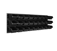 Panneau à outils mural 115,2 x 39 cm avec 27 pcs. Boîtes suspendues Boîtes noires Système de rangement