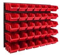 Panneau à outils mural 115,2 x 78 cm avec 35 pcs. Boîtes suspendues Boîtes rouges Système de stockage
